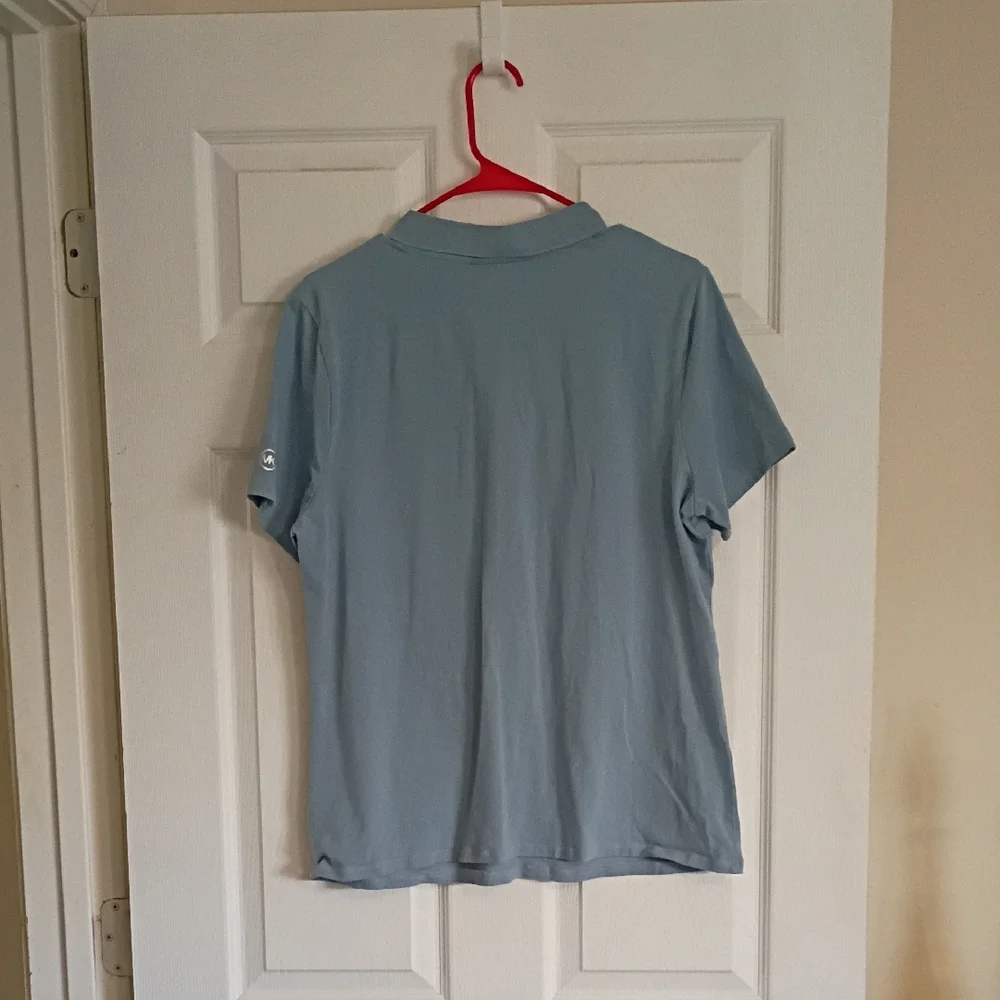 Michael Kors Light Blue Short Sleeve Polo Zip Top - Picture 5 of 6